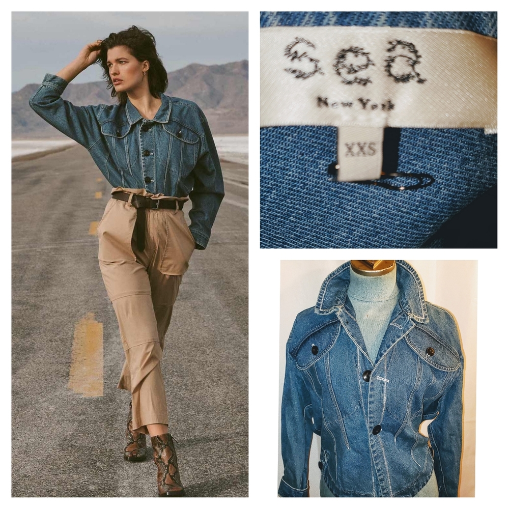 FREE SHIPPING⚠️PRICE DROP⬇️RUNWAY Denim JEAN JACKET SEA RESORT 2020